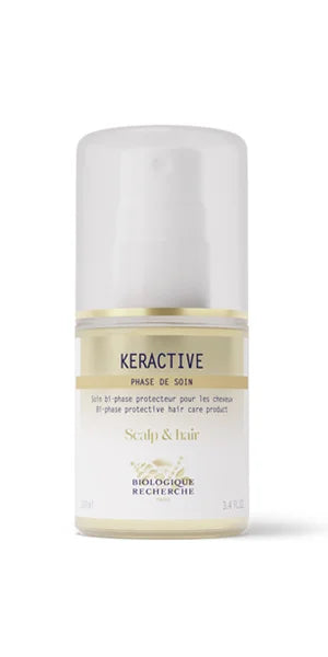 Keractive Biologique Recherche tratamiento capilar fortalecedor en envase cilíndrico, formulado para mejorar la resistencia, vitalidad y calidad del cabello