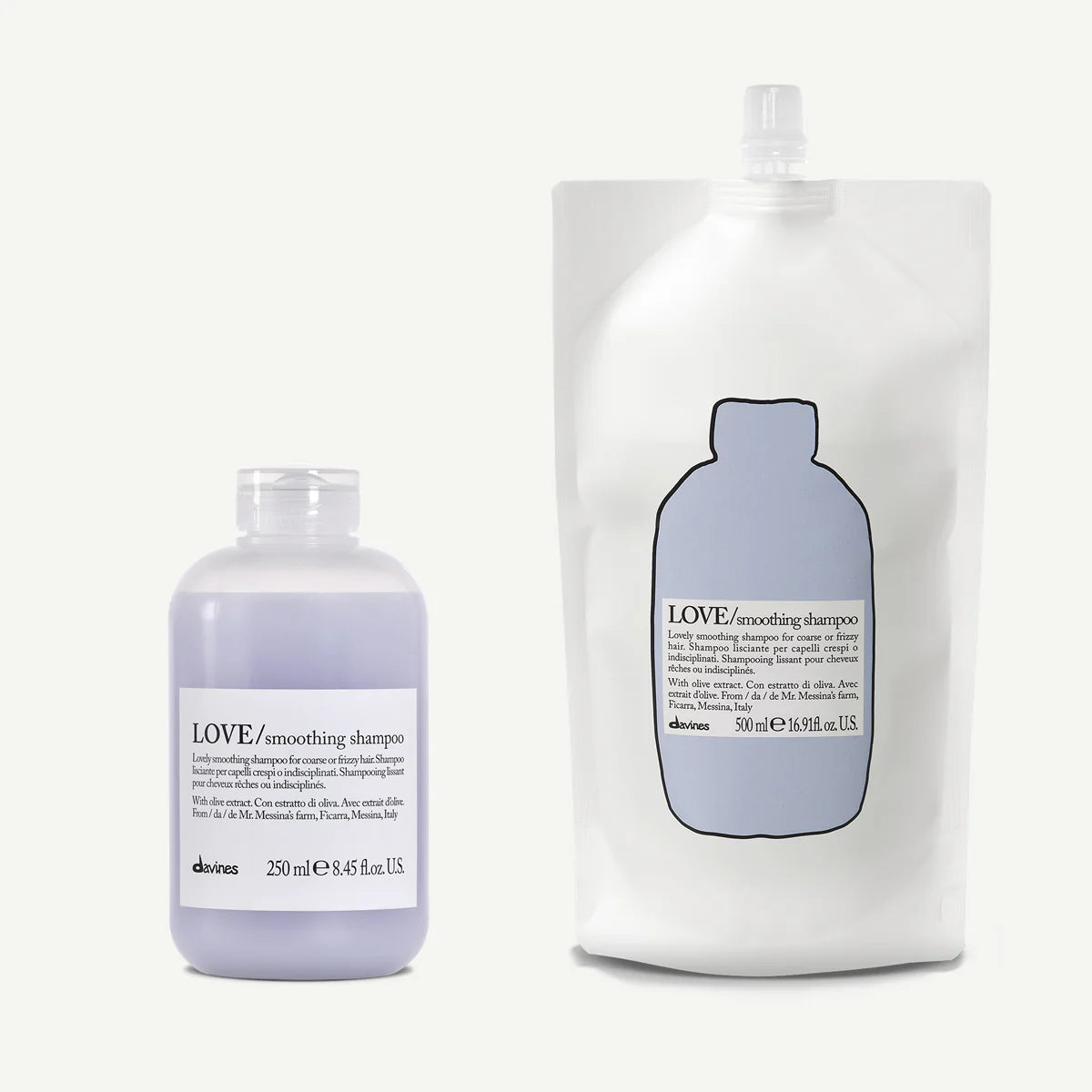 Love Smoothing champú Refill 500ml + Recarga 250ml disciplinante para cabello encrespado y rebelde