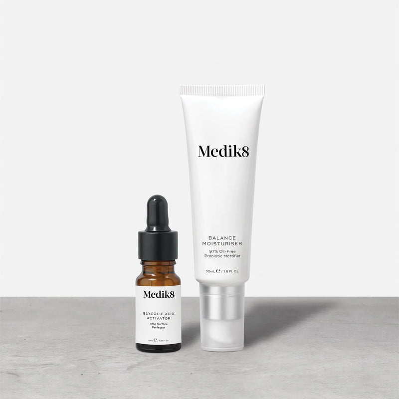 Medik8 Balance Moisturiser with Glycolic Acid Activator 10ml 50ml