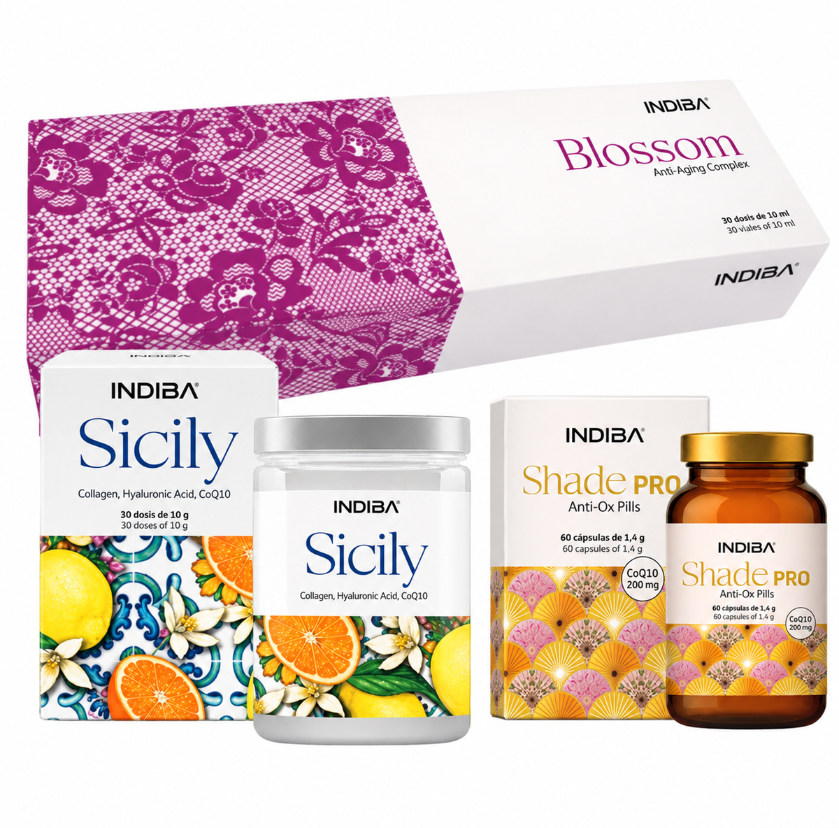 Pack INDIBA Antiedad | Blossom + Sicily + Shade PRO