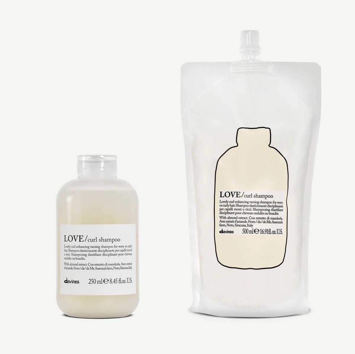 LOVE Curl Refill 500ml + Recarga 250ml Champú potenciador de rizos para cabello ondulado y rizado